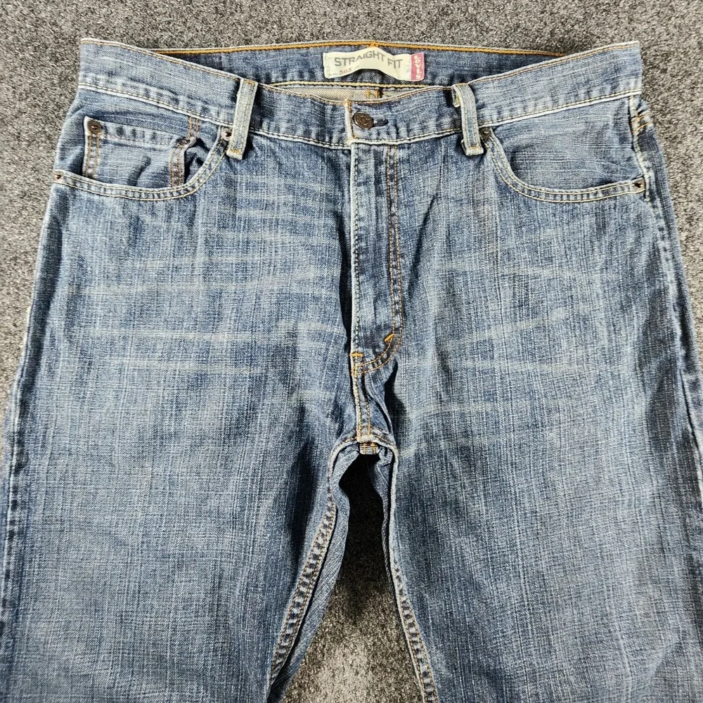 Levis 505 Regular Straight Fit Jeans‎ Mens 36x32 Blue Mid Rise Dark Wash Denim